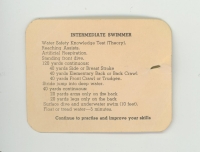 The back of a Intermediate Swimmers Card