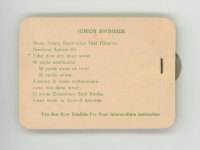 The back of a Junior Swimmers Card